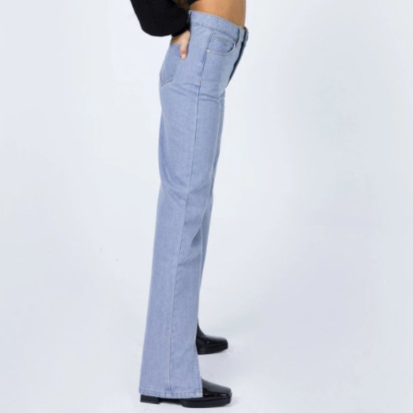 Princess Polly Rosalie Straight Leg Slit Jeans 4 - Picture 4 of 9
